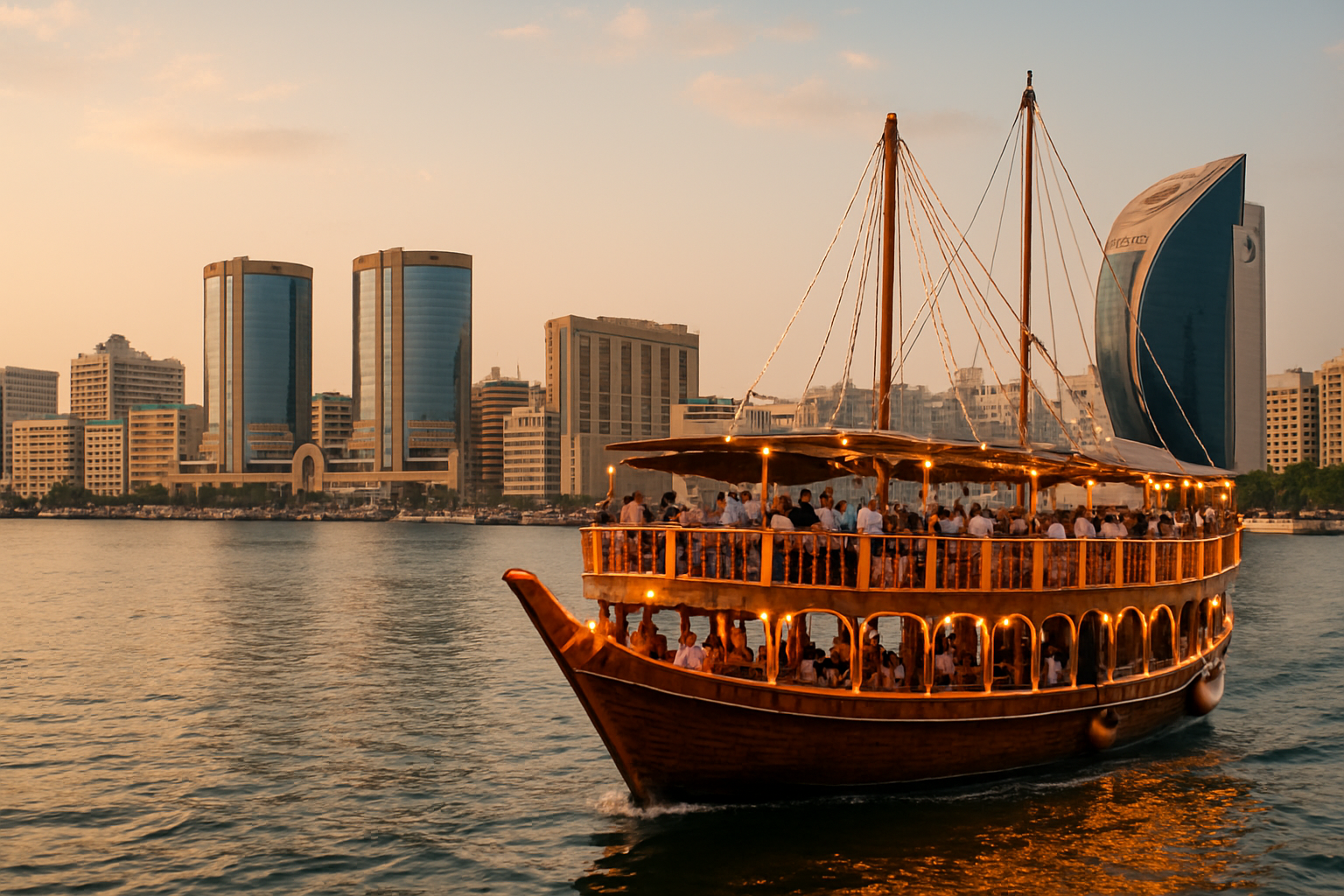 Traditional dhow cruise along Dubai Creek